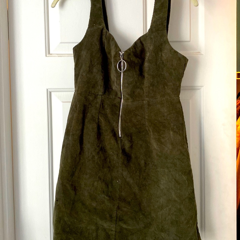 Iris™️- olive green, zip up, mini dress